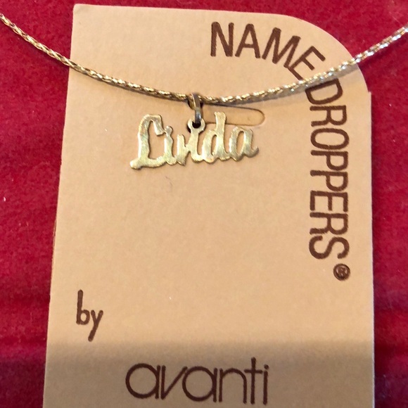 Vintage Avanti Linda Name Dropper Pendant 14K Gold Script NWT 1970s Solid Gold - Picture 6 of 9